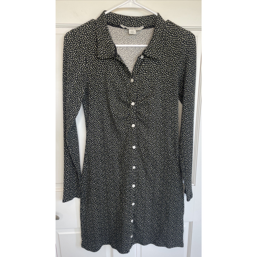 American Eagle Women's 90s Floral Button Down Mini Dress Sz M Y2K Ribbed Stretch